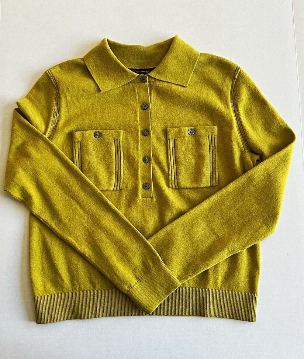 Banana Republic Women’s Glided Green Collared Pullover Sweater w/ Pockets Size S